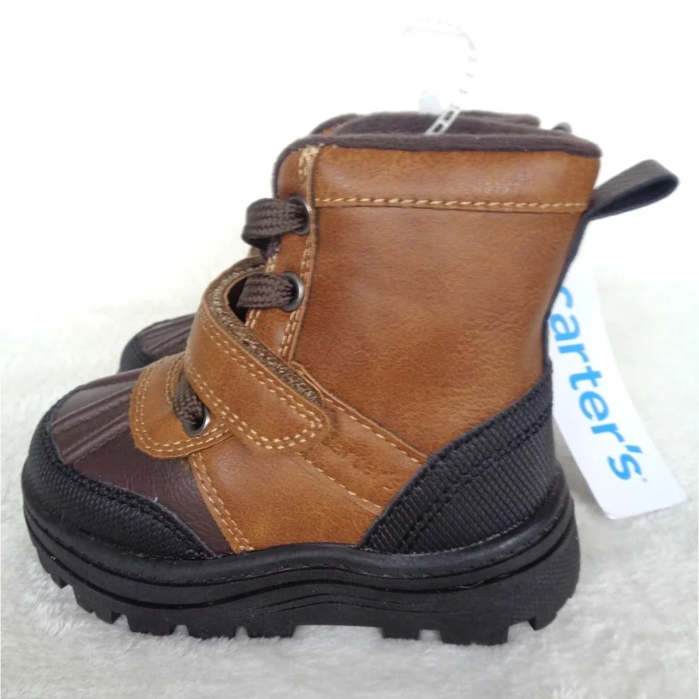 Carter's Liam Toddler Boots Size 5 Brown Lace Up Hook & Loop New with‎ Tags